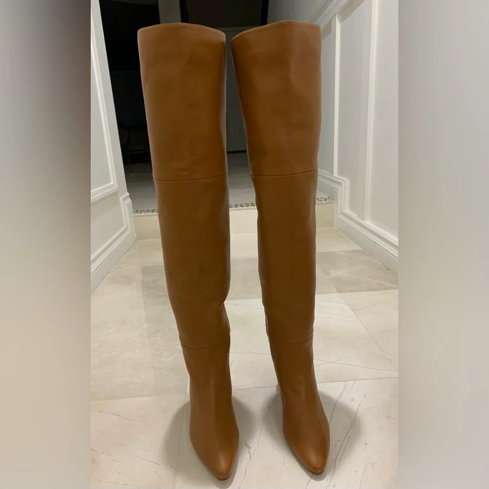 Lafayette 148 New York Lucille Tall Napa Leather Boots Size 38